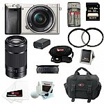 Sony Alpha a6000 Mirrorless Camera w/ 16-50mm & 55-210mm Lens + 32GB Kit $597