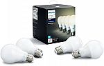 Philips Hue White A19 4-Pack 60W Equivalent Dimmable LED Smart Bulb $39.97