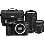 Nikon D3400 24.2MP DSLR Camera with 18-55 VR and 70-300m Lenses (Manufacturer Refurbished) $390