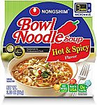 Pack of 4 NongShim Bowl Noodle Soup, Hot & Spicy $1.98
