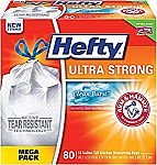 80-Count Hefty 13-Gallon Ultra Strong Tall Kitchen Drawstring Trash Bags $9 or Less