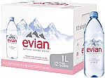 12-pack 1 Liter Evian Natural Spring Water $13.76