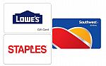 eBay Gift Cards Sale: $150 Lowes Gift Card $135, Staples GC, Southwest, and  more