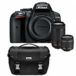 Nikon D5300 DX-Format Digital 24.2 MP SLR Camera w/ Lens Bundle and Carrying Bag $497