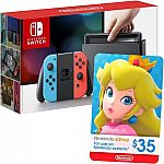 Nintendo - Switch 32GB Console with Neon Red/Neon Blue Joy-Con Controllers + $35 Nintendo eShop Gift Card Package $300