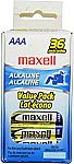 36-Pack Maxell AAA Alkaline Battery Pack $4.62