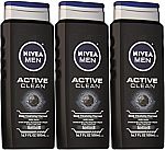 3-Pack of NIVEA Men Active Clean Body Wash (Natural Charcoal, 16.9) $7.44 or Less