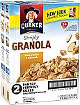 2-Pack of 28-oz Quaker Simply Granola Oats Cereal (Honey & Almonds) $5.56