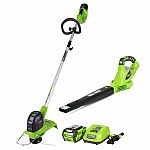 Greenworks STBO40B210 40V Blower-string trimmer combo $99