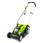 Greenworks Corded Electric 9 Amp 14-Inch Lawn Mower MO09B01 $89