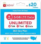 1-Yr Red Pocket Ultimate Plan: Unlimited Talk, Text & 5GB LTE $240