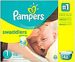 Pampers Swaddlers Diapers Size 1 (8-14 lb), 148 Ct $25.17