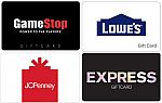 $50 Express Gift Card $40, $100 Lowes Gift Card $90, $100 BP Gas Gift Card $94, and more