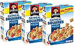 3-Pack of 14.5-oz Quaker Oatmeal Squares Breakfast Cereal (Brown Sugar) $5.60