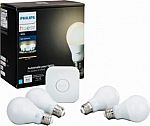 Philips - Hue White A19 LED Starter Kit + Free Google Home Mini $79.99