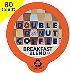 80-Count Double Donut Breakfast Blend Coffee K-Cups $18.71 or Less