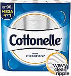 24 Mega Rolls Cottonelle Ultra CleanCare Toilet Paper, Strong Bath Tissue $14.75 or less