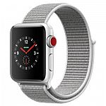 Apple Watch Series 3 GPS + Cellular - Silver Aluminum Case with Seashell Sport Loop (38mm)  $348, (42mm) for $378 