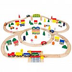 100pc Hand Crafted Wooden Train Set Triple Loop Railway Track $28.54