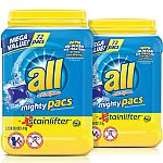 144-Count all Mighty Pacs Laundry Detergent $13