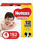 HUGGIES Snug & Dry Baby Diapers, Size 4, 192 Count $29.62