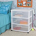 Sterilite 3-Drawer Wide Cart w/ Casters $15 (Org $38)
