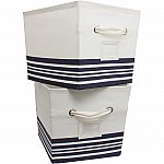 2 Pack Mainstays Large Canvas Bins Nautical Stripe $8.41