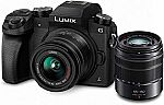Panasonic Lumix DMC-G7 4K Digital Mirrorless Camera Bundle w/ LUMIX G Vario 14-42mm & 45-150mm Lenses $498