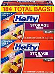 184-Count Hefty Slider Storage Bags (Quart Size) $7.60