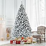 Costway 7.5 Ft Snow Flocked Hinged Artificial Christmas Tree $68