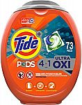 Tide Pods Ultra Oxi Liquid Laundry Detergent Pacs, 73 Count $15 or Less