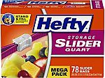 78-Count Hefty Slider Quart Size Food Storage Bags $4.03