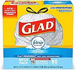 (Back) 80-Ct Glad Tall Kitchen Drawstring Trash Bags (13Gal) $7.19 or Less