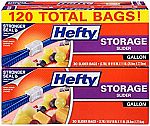 120-Count Hefty Slider Storage Bags, Gallon Size $6.42