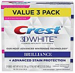 3-Pack Crest 4.1-oz 3D White Brilliance Toothpaste $8 or Less