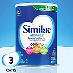 3Pk Similac Advance Infant Formula with Iron (36 Oz Each) $43