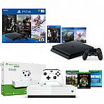 PS4 Slim 1TB Only on PlayStation Console Bundle + Xbox One S All Digital Console $369.99