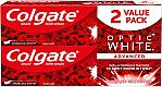 2-Pack Colgate Optic White Whitening Toothpaste, Sparkling Mint 5oz $5.25