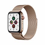 Apple Watch Series 5 (GPS + Cellular, 44mm) Gold Stainless Steel Case with Gold Milanese Loop $599