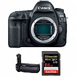 Canon EOS 5D Mark IV DSLR Camera Body with Battery Grip Kit $1999, EOS R Mirrorless + Speedlight $1499 and more
