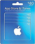 4 x $10 App Store & iTunes Gift Cards $34
