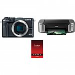 Canon EOS M6 Mirrorless Digital Camera Body with Inkjet Printer Kit $298 (After rebate), EOS M5 Printer Bundle $349