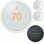 Google Nest Learning Thermostat E + Nest Mini (Gen 2)+ 2-Pk Deco Smart Plug $129