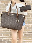 Michael Kors Jet Set Travel Large Drawstring Tote + MK 3/4 Zip Wallet $160