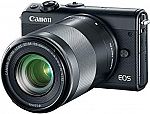 Canon EOS M100 Mirrorless Camera w/ EF-M 15-45mm & 55-200mm IS STM Lenses Kit $399