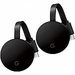 Google - Two Chromecast Ultra 4K Streaming Media Players $89.99