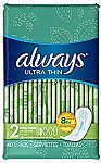 3 x 44 Ct Always Ultra Thin Feminine Pads for Women $12.59 and more
