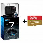 GoPro HERO7 Black Waterproof 4K Action Camera Touch Screen + 32GB microSD Card $300