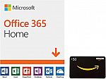 Microsoft Office 365 Home (12-month subscription, up to 6 people, PC/Mac) + $50 Amazon Gift Card $99.99