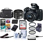 Canon EOS M50 Mirrorless Camera with 15-45mm STM Lens Black W/Pc Free Acc Bundle $599 and more
